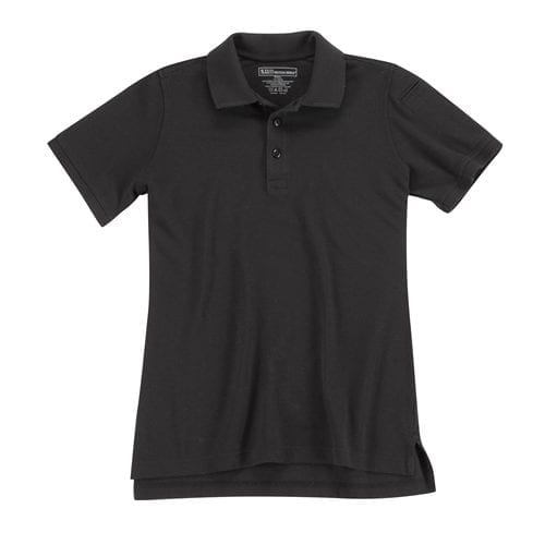 5.11 Tactical Women's Professional Polo 61166 in Black, flat front view