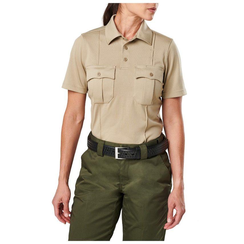 5.11 Tactical Womens Class A Uniform Short Sleeve Polo 61328 - Silver Tan, L