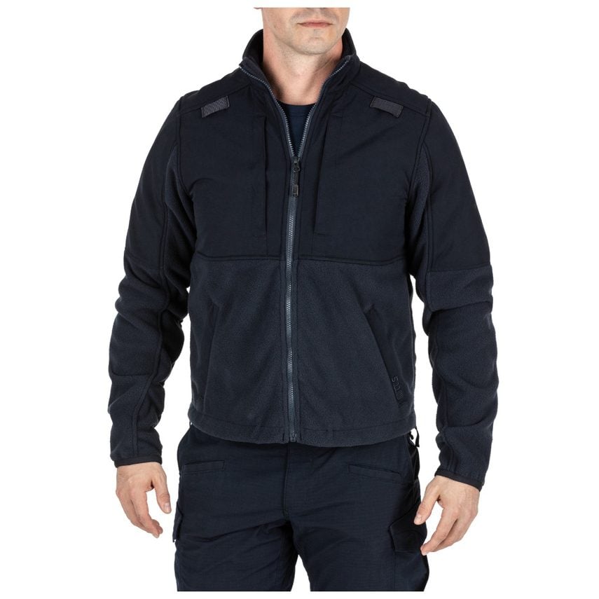 5.11 Tactical Fleece 2.0 in black, featuring a zip front and functional design for cold weather wear.