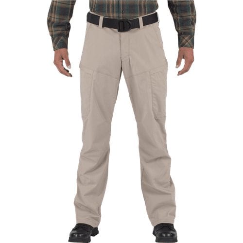 5.11 Tactical Apex Pant 74434 in Khaki, front view of the men's Flex-Tac stretch canvas cargo pant