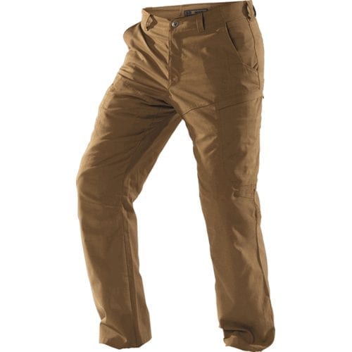 5.11 Tactical Apex Pant in Burnt, side angle of the regular fit stretch cargo pant