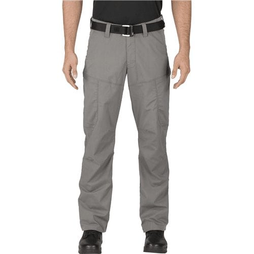5.11 Tactical Apex Pant in Storm gray, front view worn with a black belt