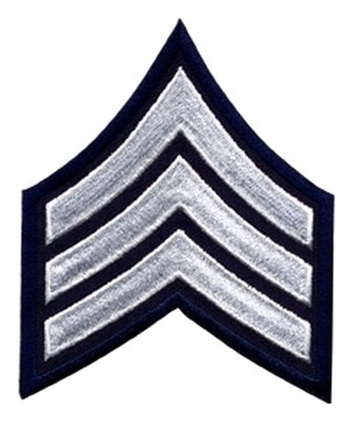 Sergeant Chevron Patch – White on Navy Blue (Pair) - Chevron Patches