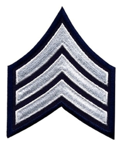 Sergeant Chevron Patch &#8211; White on Navy Blue (Pair) - Chevron Patches