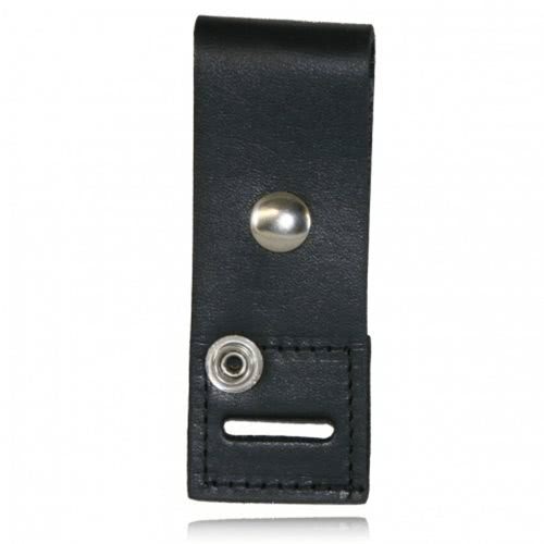 Boston Leather Epaulet Mic Holder 1 3/4 x 7 1/2 Snap and Slot - Basket Weave, Brass