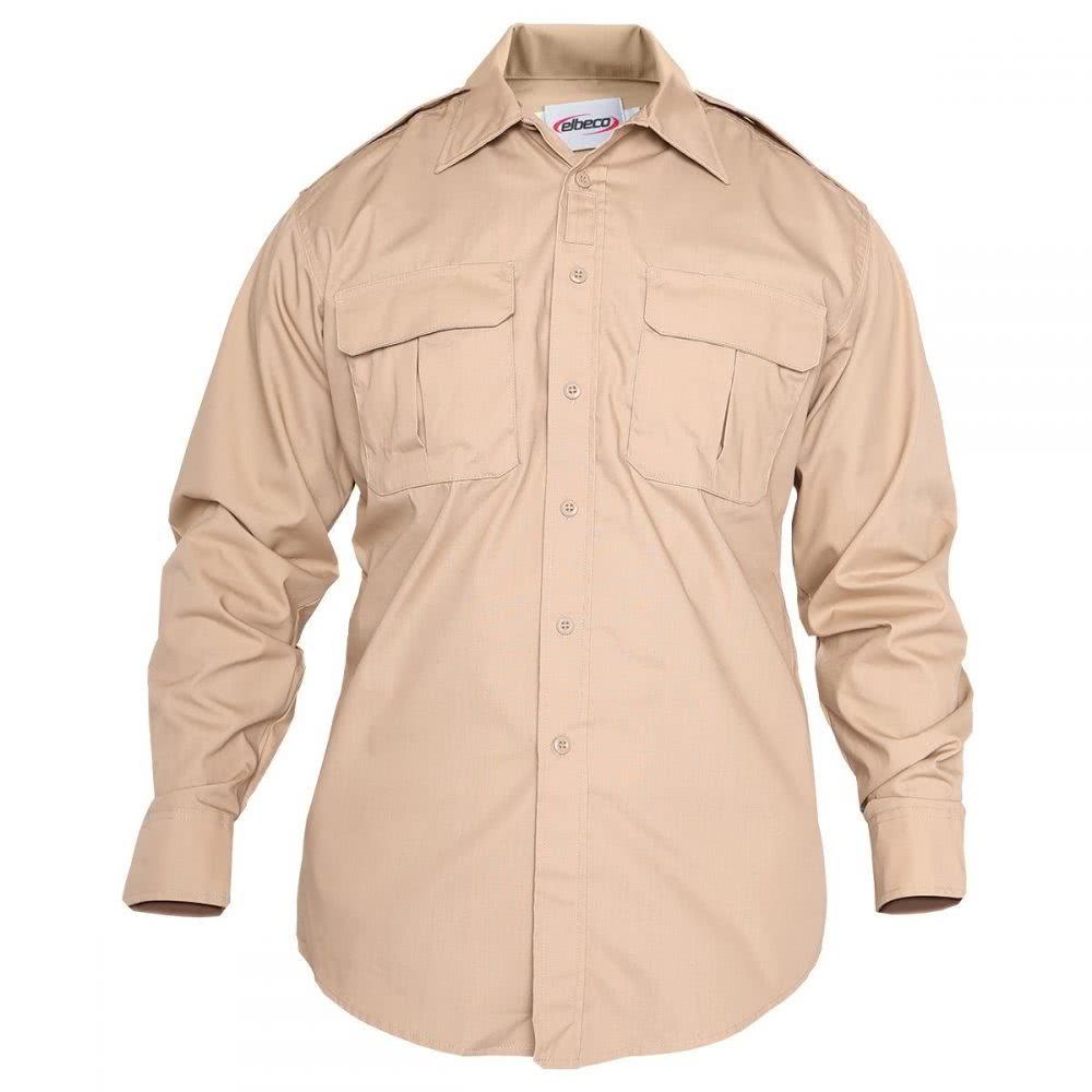 Elbeco ADU™ Long Sleeve RipStop Shirt - Khaki, 14.5 x 33