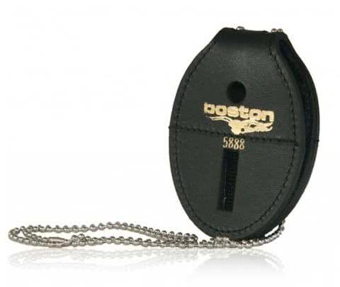 Boston Leather Oval Badge Holder Hook And Loop Closure - Black, Deluxe