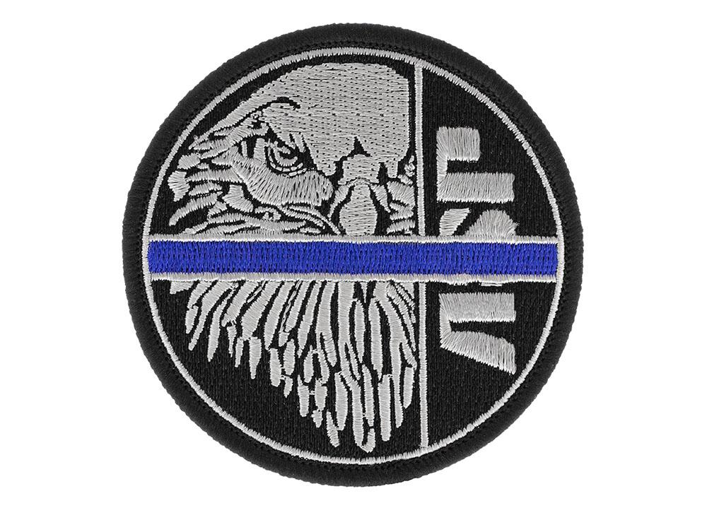 ASP Blue Line Patches - Silver, Iron On