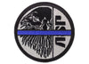 ASP Blue Line Patches - Black &amp; Silver, Iron On