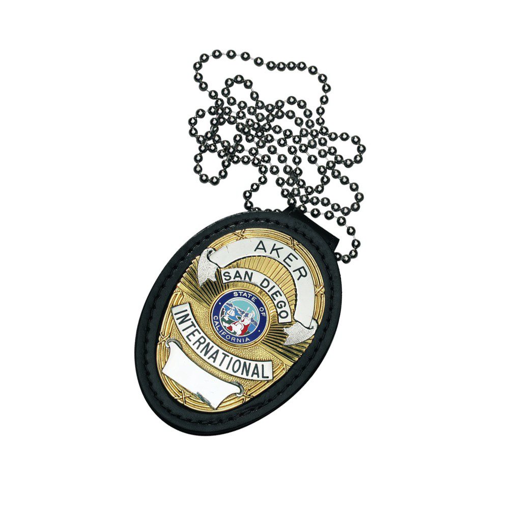 Aker Leather Recessed Shield Badge Holder with Clip 691 - Badge Clips