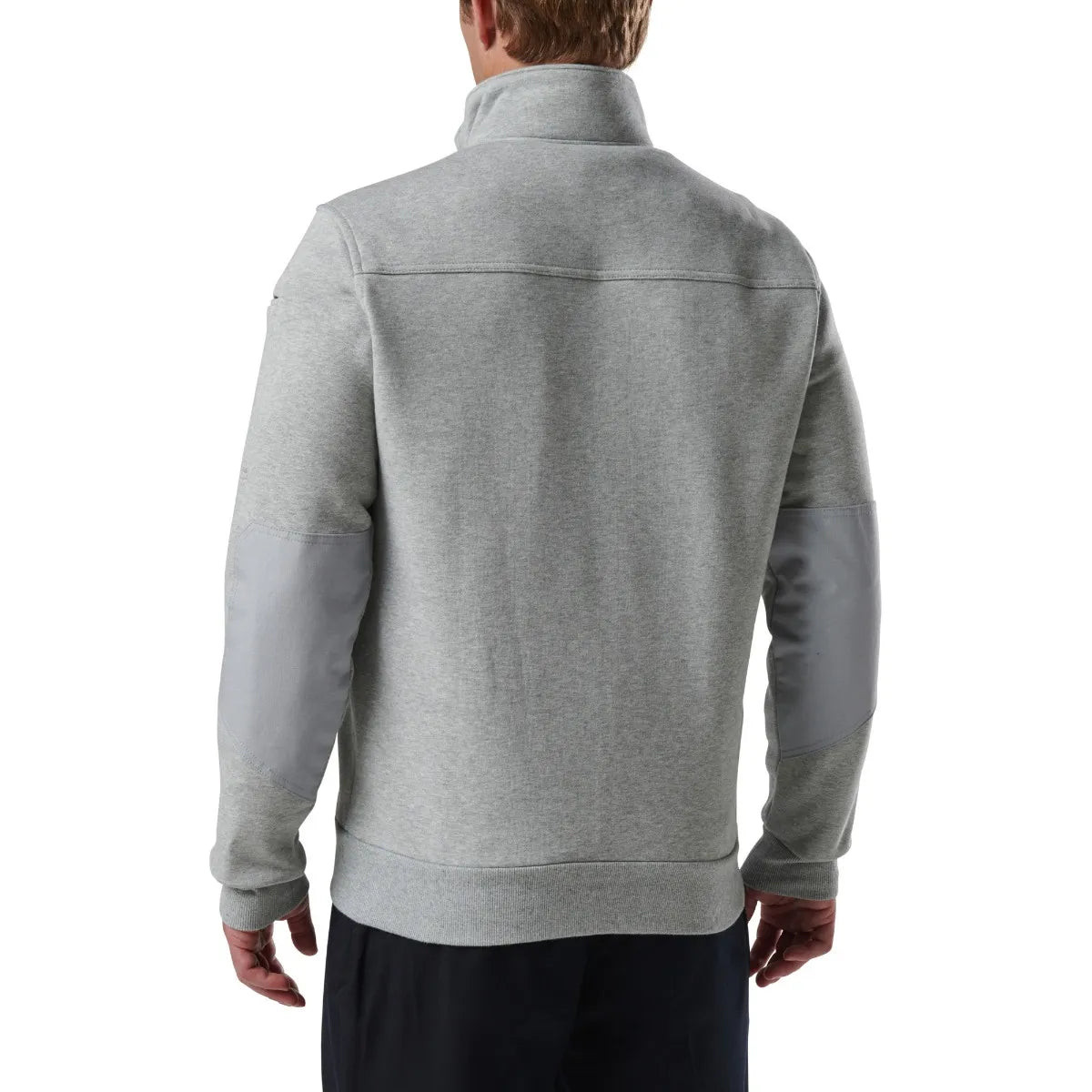 5.11 Tactical Job Shirt 1/4 Zip 2.0, showing back view with durable fleece and elbow overlays for enhanced strength.