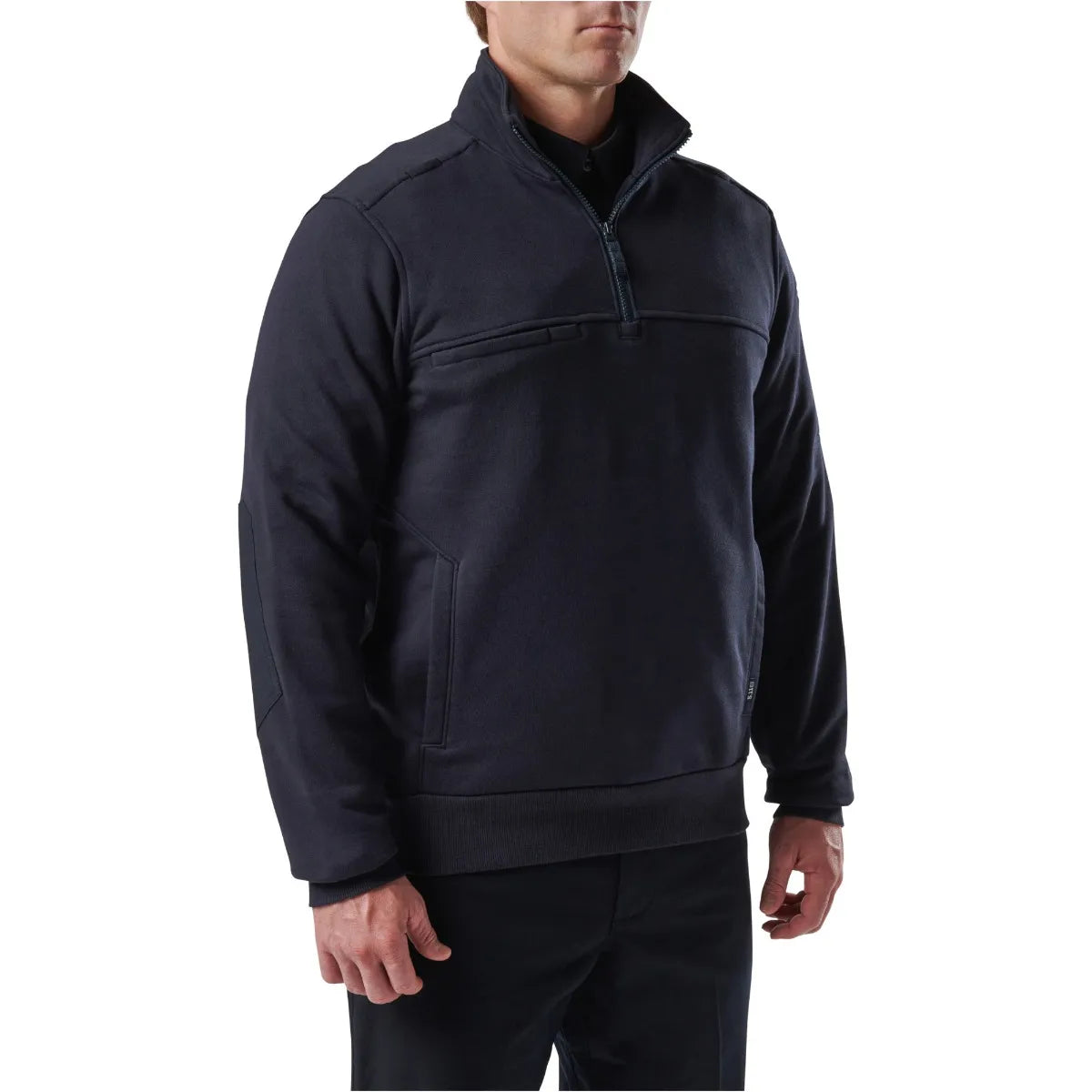 5.11 Tactical Job Shirt 1/4 Zip 2.0 in black, showcasing durable fabric and innovative features for comfort and utility.
