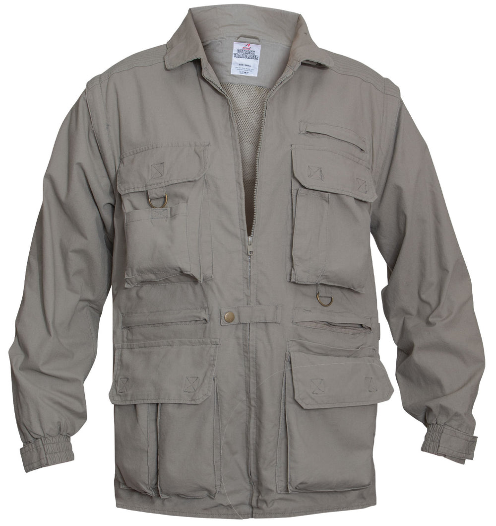 Rothco 7590 Convertible Safari Jacket with Zip-Off Sleeves (Khaki) - Clothing &amp; Accessories