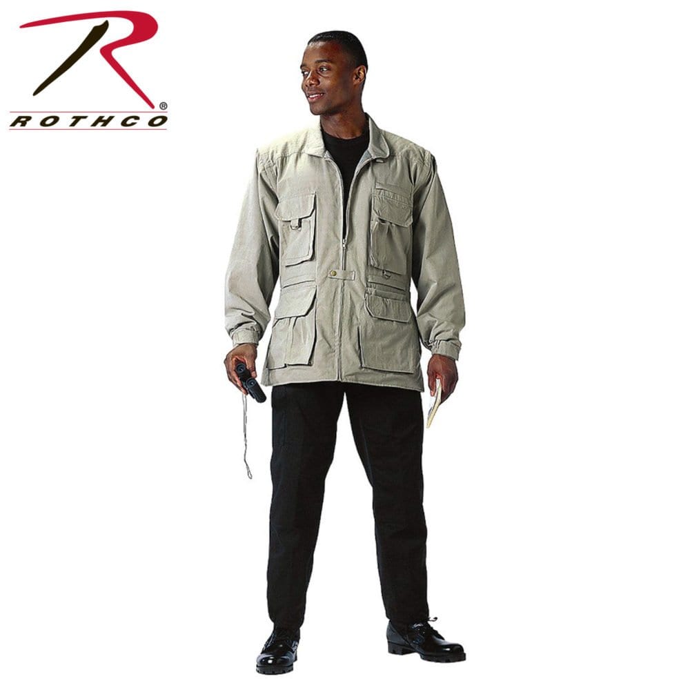 Rothco 7590 Convertible Safari Jacket with Zip-Off Sleeves (Khaki) - Clothing &amp; Accessories