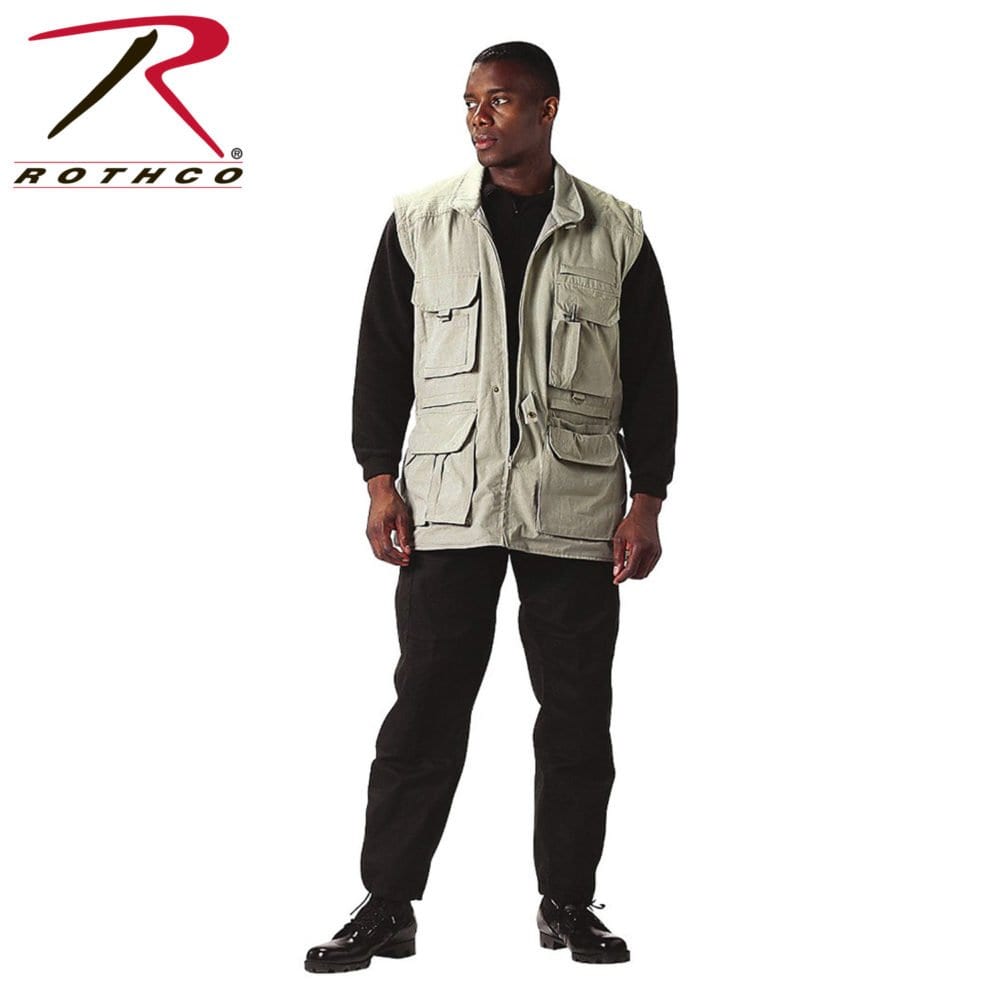 Rothco 7590 Convertible Safari Jacket with Zip-Off Sleeves (Khaki) - Clothing &amp; Accessories
