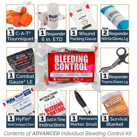 North American Rescue Individual Bleeding Control Kit - ADVANCED - Vacuum Sealed 80-0467 - Newest Products