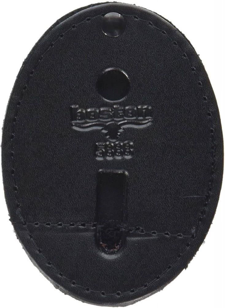 Boston Leather Oval Badge Holder Hook And Loop Closure - Badge Clips