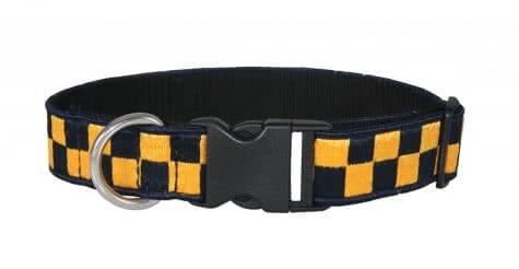 Boston Leather 1 1/2 Decorative Embroidered Collar - Blue/Gold