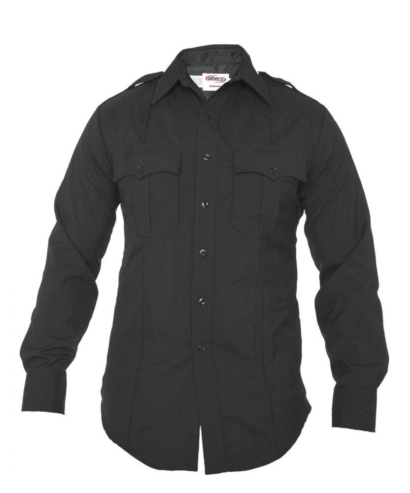 Elbeco Distinction Poly/Wool Long Sleeve Uniform Shirt - Black, 14.5 x 33