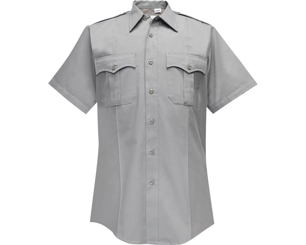 Flying Cross Duro Poplin 65% Poly/35% Cotton Men's Short Sleeve Uniform Shirt with Sewn-In Creases 85R54 - Nickel Gray, 19-19.5