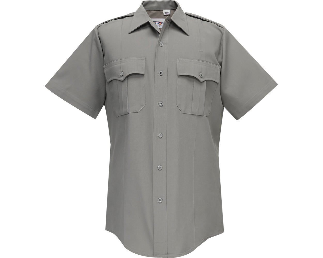 Flying Cross Command 100% Polyester Men's Short Sleeve Uniform Shirt with Zipper 85R77Z/87R78Z - Gray, 15.5