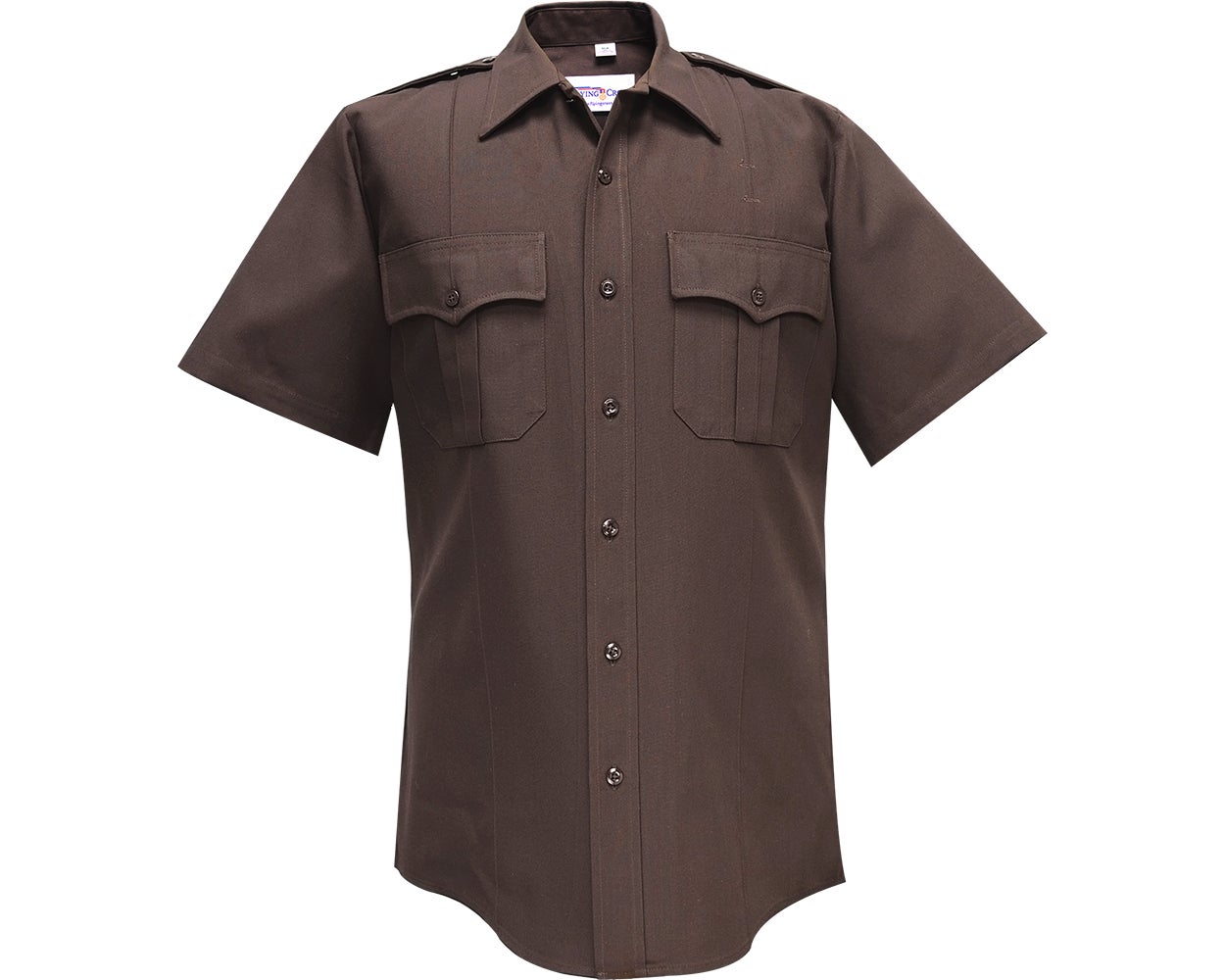 Flying Cross Command 100% Polyester Men's Short Sleeve Uniform Shirt with Zipper 85R77Z/87R78Z - Brown, 14-14.5
