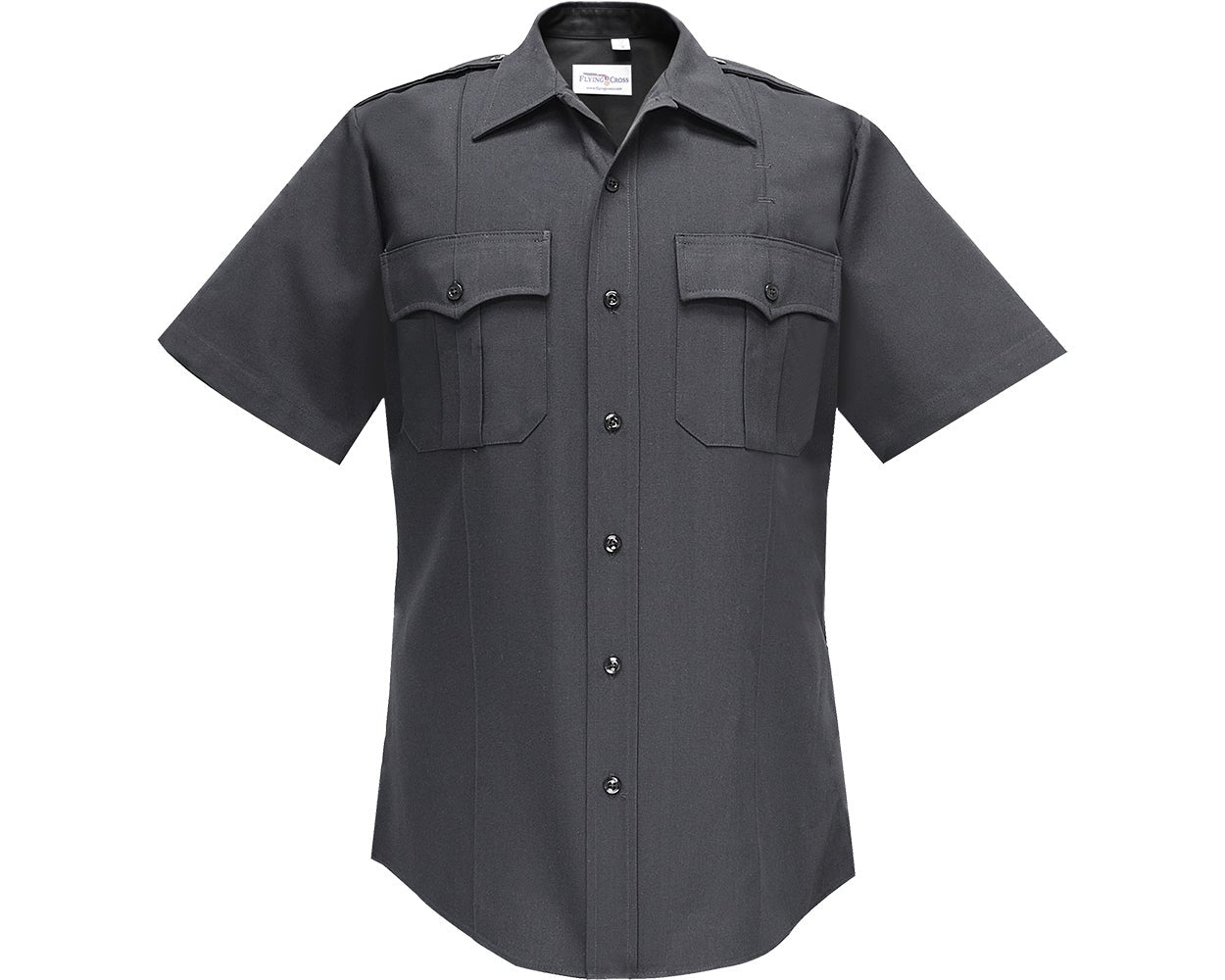 Flying Cross Command 100% Polyester Men's Short Sleeve Uniform Shirt with Zipper 85R77Z/87R78Z - Black, 17