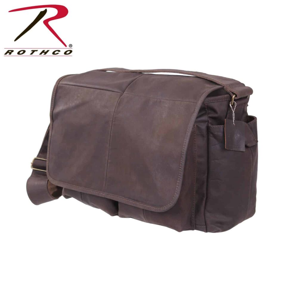 Rothco Brown Leather Classic Messenger Bag - Tactical & Duty Gear