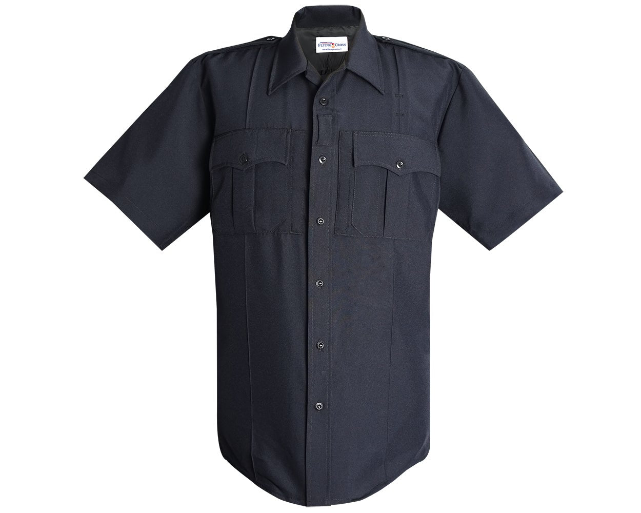 Flying Cross Men's Command Power Stretch Short Sleeve Uniform Shirt with Zipper 92R78Z - LAPD Navy, XS