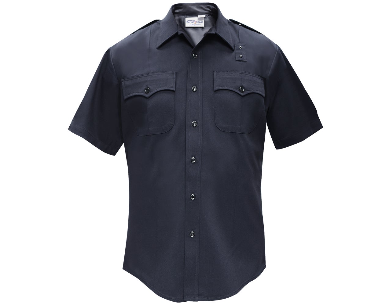 Flying Cross Deluxe Men's Tactical Short Sleeve Shirt 68% Poly/30% Rayon/2% Lycra®  with Com Ports - LAPD Navy 98R39 - Newest Products