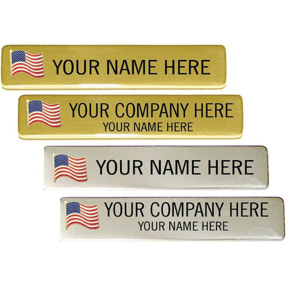 Patriotic Engraved Nameplate with USA Flag (One or Two Lines) - Nameplates