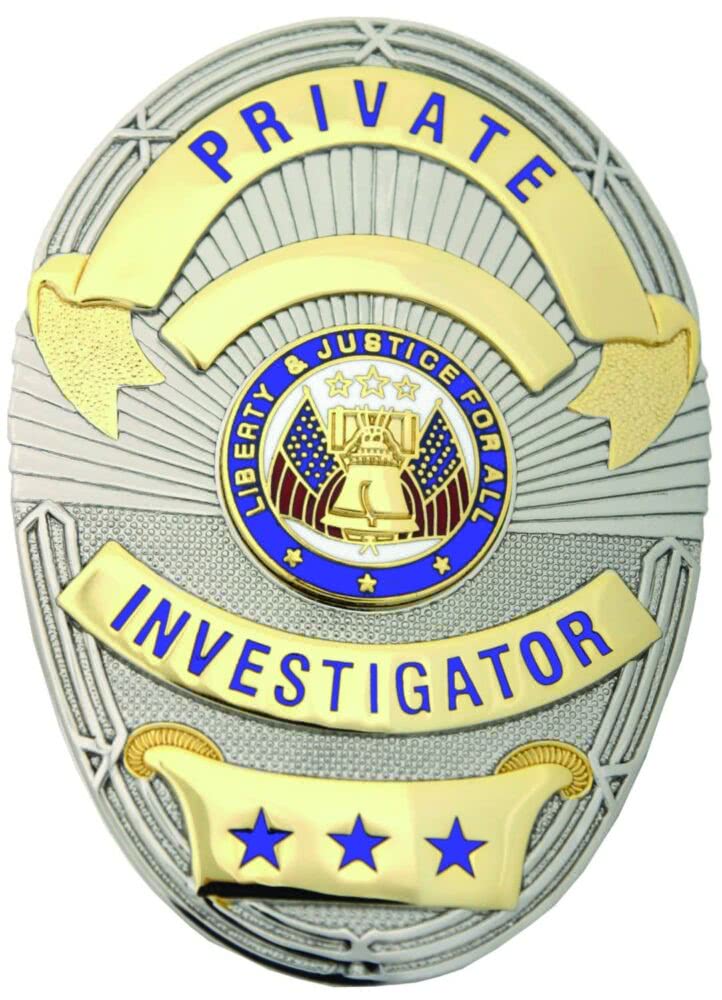 Private Investigator Badge Oval Shield - Badges &amp; Accessories