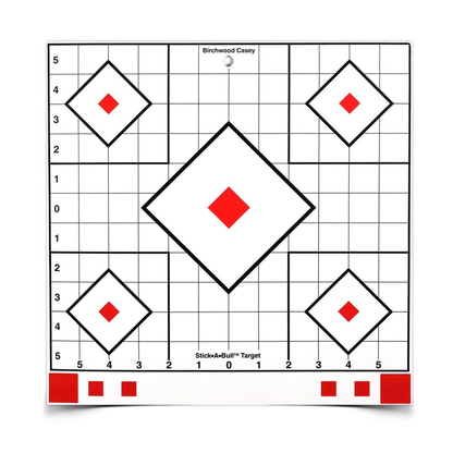 Birchwood Casey Stick-A-Bull 12 Inch Adhesive Sight-In Target, 5 Targets - 55 Pasters BC-33922 - Shooting Accessories