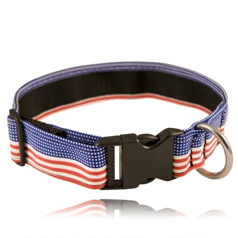 Boston Leather 1 1/2 Decorative Embroidered Collar - Red/White/Blue