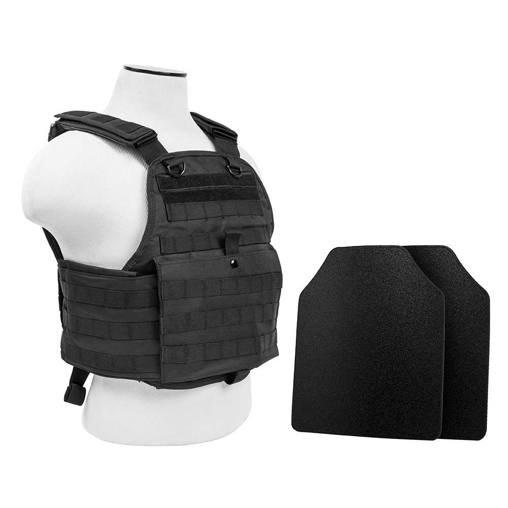 NcSTAR VISM® Plate Carrier VEST with 10"X12' Level IIIA STR's Cut 2X Hard Ballistic Panels [Med-2XL] - Black BUCCVPCV2924B-A - Tactical &amp; Duty Gear