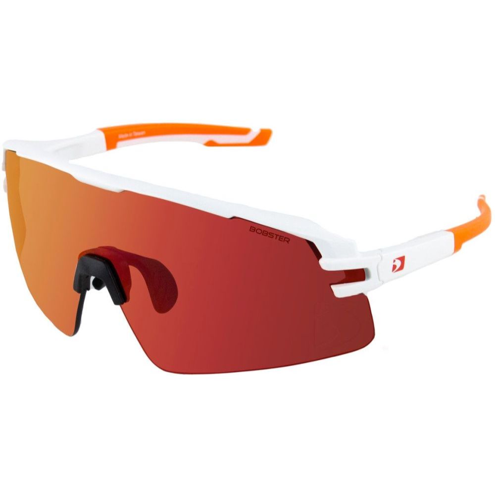 Bobster Flash Sunglasses - Matte White/Orange Frame with Smoke Black Red Revo Lens BFLA01 - Clothing & Accessories