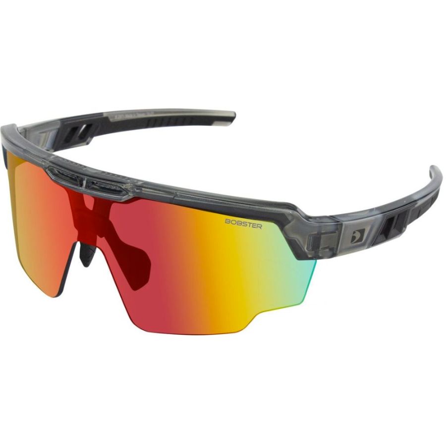 Bobster Wheelie Sunglasses - Gloss Clear/Gray Frame with Smoked Black Red Revo Lens BWHE01 - Clothing & Accessories