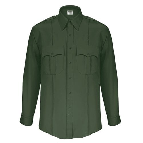Elbeco Men's TexTrop2™ Zippered Long Sleeve Polyester Shirt - Spruce Green, 14 x 33