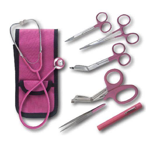 EMI Colormed Deluxe Shears, Scissors, Penlight, Forcep, Stethoscope, Holster Set - First Aid