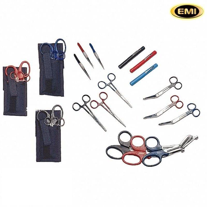 EMI - Emergency Medical Colormed Shear, Scissor, Forcep, Penlight, Holster Set - Tactical & Duty Gear