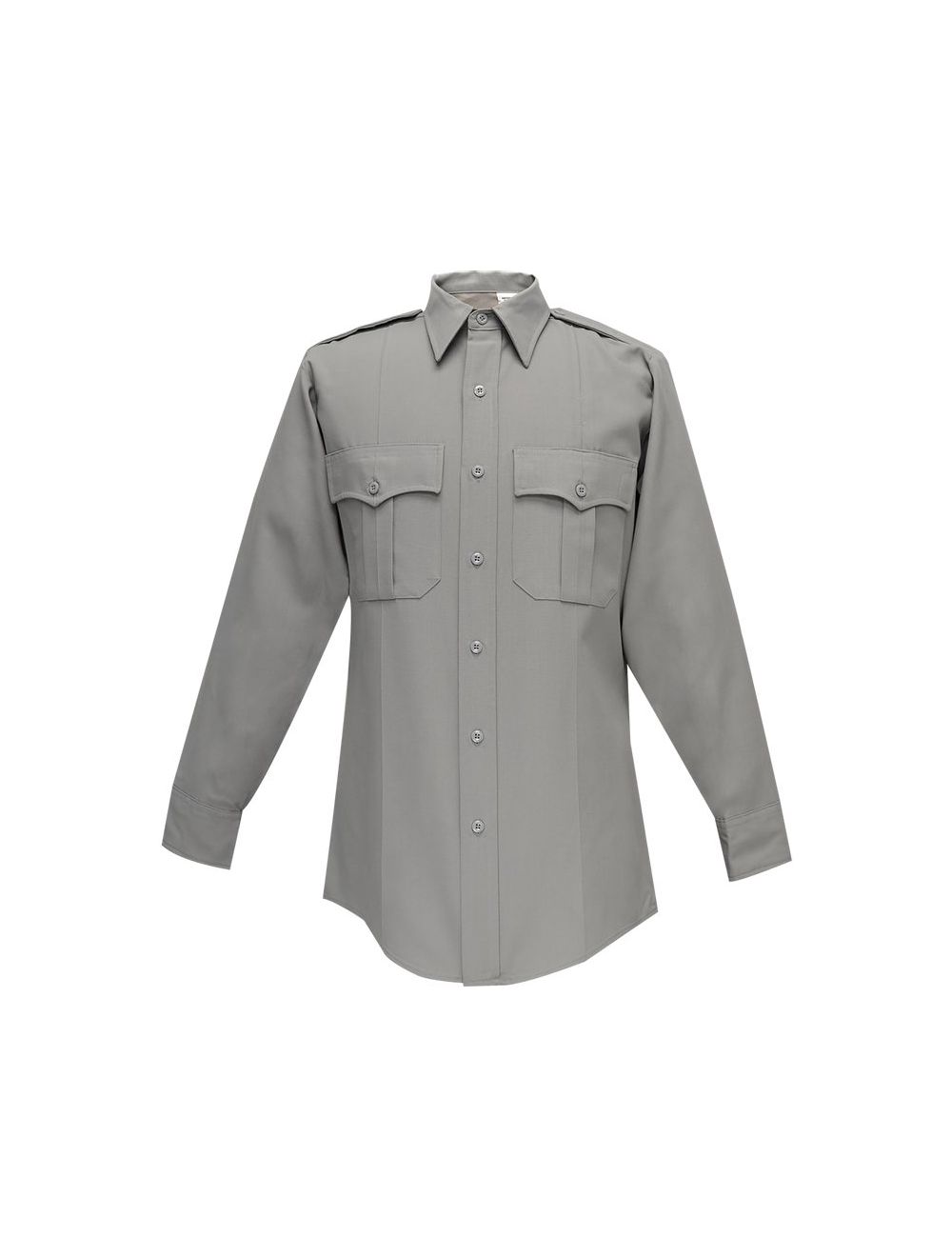 Flying Cross Command Long Sleeve Shirt with Zipper & Convertible Sport Collar - Gray, 21-21.5 x 34-35