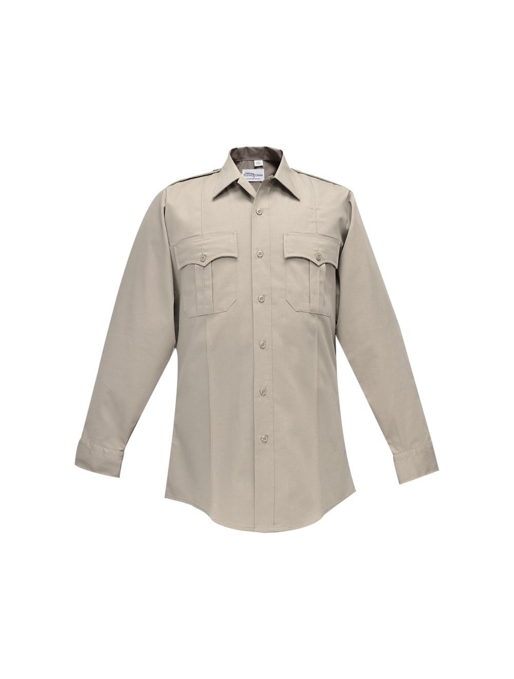 Flying Cross Command Long Sleeve Shirt with Zipper & Convertible Sport Collar - Silver Tan, 16.5 x 36-37