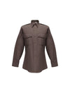 Flying Cross Command Long Sleeve Shirt with Zipper & Convertible Sport Collar - Brown, 19-19.5 x 38-39