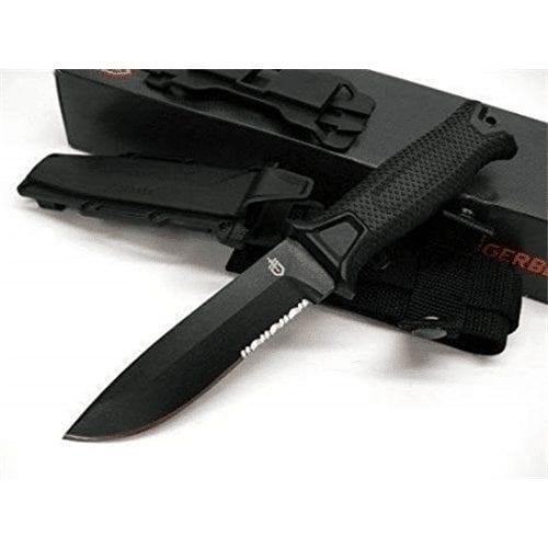 Gerber Gear StrongArm Fixed Blade Serrated Knife – Black - Knives