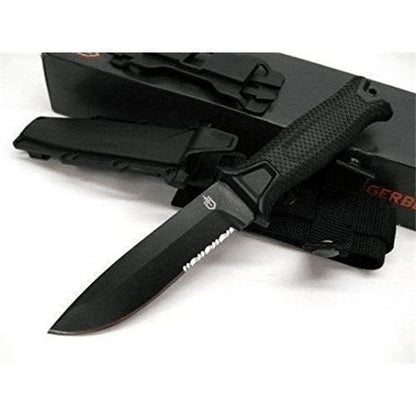 Gerber Gear StrongArm Fixed Blade Serrated Knife &#8211; Black - Knives