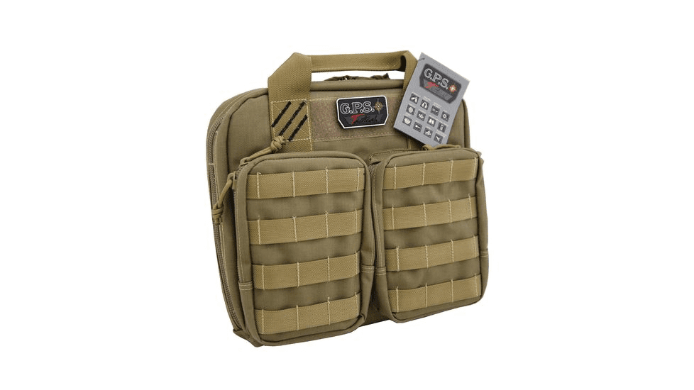 GPS Tactical Double + 2 Pistol Case GPS-T1412PC - Tan