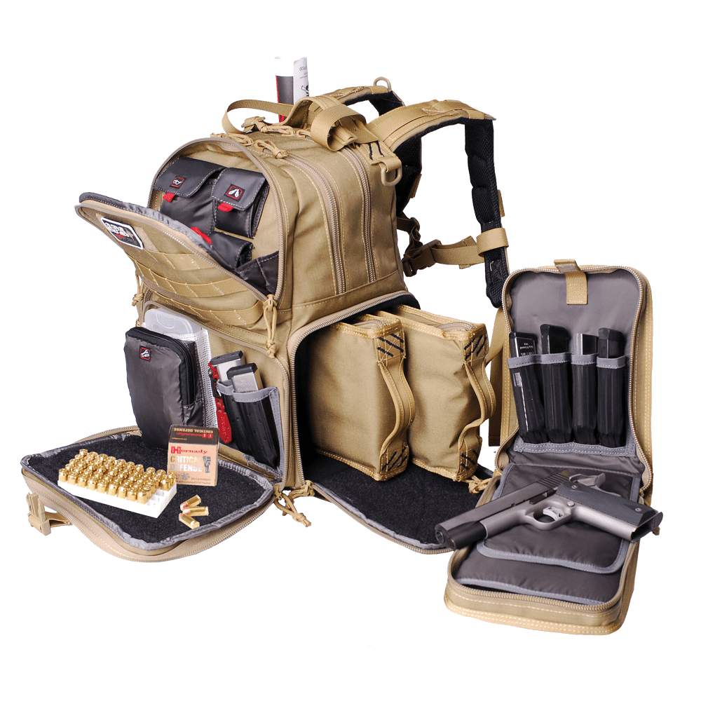 GPS Tactical Range Backpack - Holds 3 Handguns GPS-T1612BP - Tan