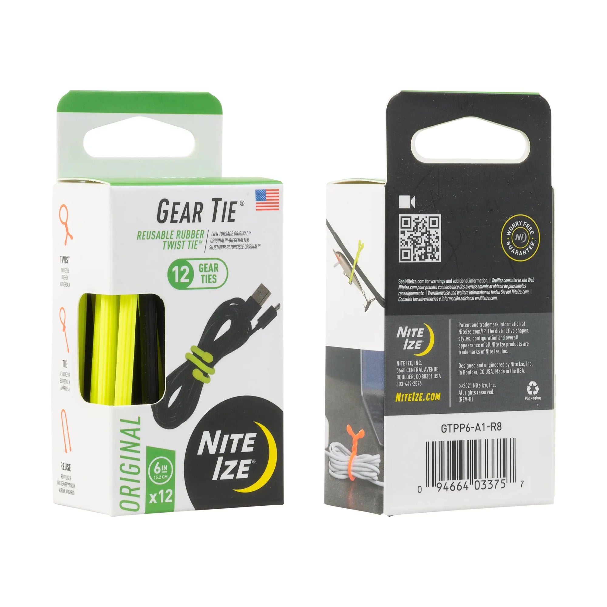 Nite Ize Gear Tie® Original ProPack 6" - 12 Pack - Assorted Colors - Survival &amp; Outdoors