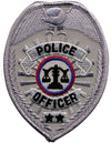 Hero's Pride POLICE OFFICER Badge Patch - Silver - 2.5'' x 3.5'' 3730 - Clothing &amp; Accessories