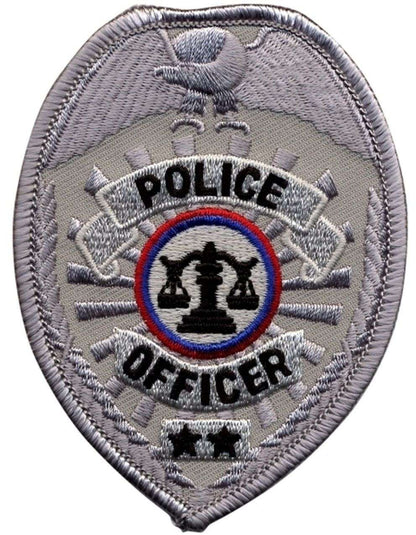 Hero's Pride POLICE OFFICER Badge Patch - Silver - 2.5'' x 3.5'' 3730 - Clothing &amp; Accessories